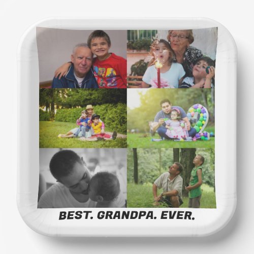 Custom Best grandpa ever 6 photo collage  Paper Plates