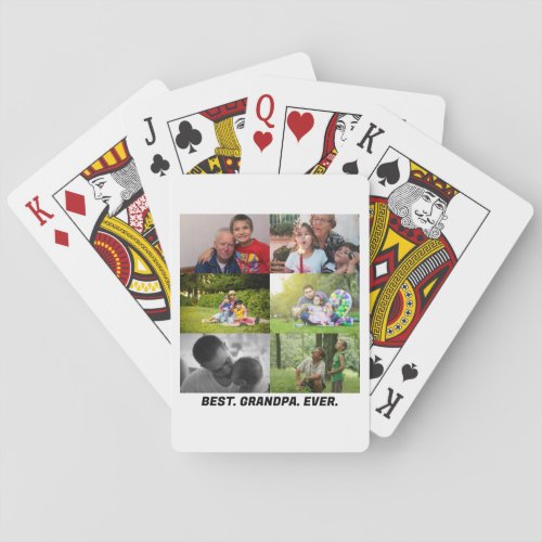 Custom Best grandpa ever 6 photo collage  Poker Cards