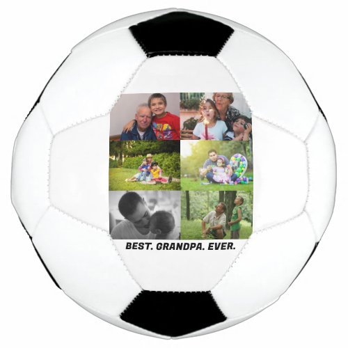 Custom Best grandpa ever 6 photo collage  Soccer Ball