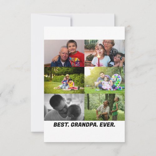 Custom Best grandpa ever 6 photo collage  Thank You Card