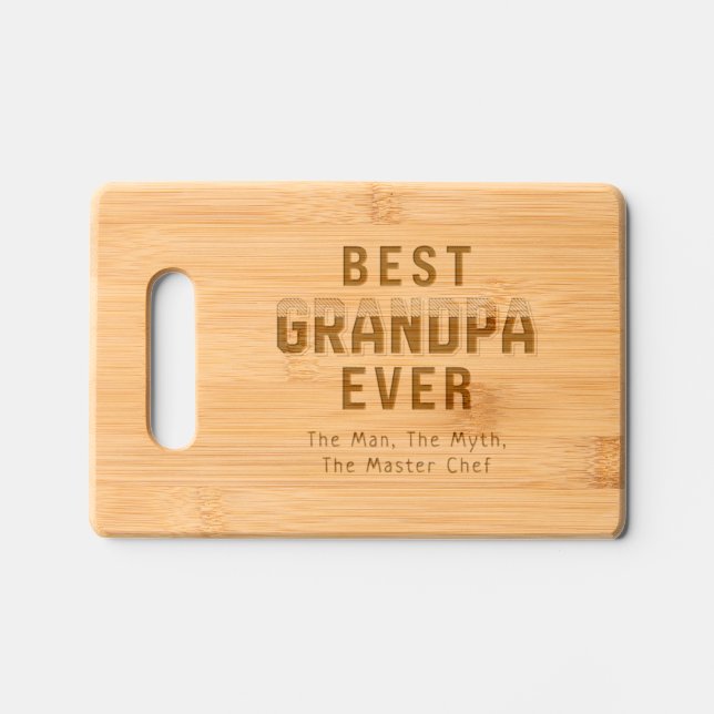 Custom Best Grandpa Ever Engraved Cutting Board (Front)