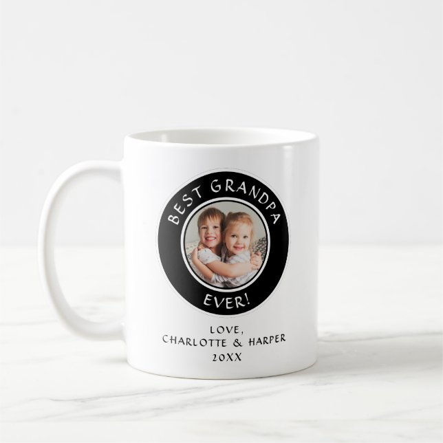 Custom Best Grandpa Ever Photo Modern Fun Cute Coffee Mug (Left)