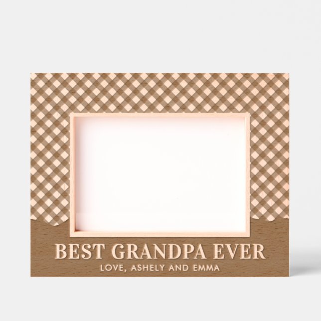 Custom Best Grandpa Ever Plaid Pattern Engraved Frames (Front)