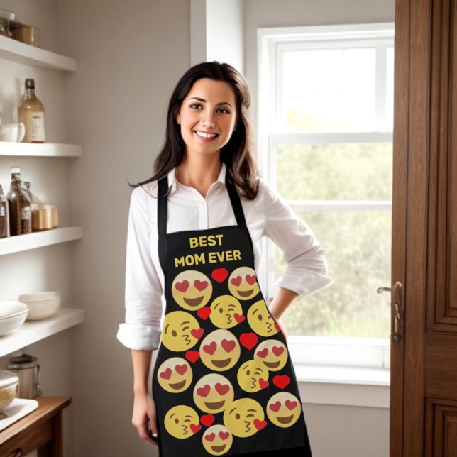Custom best ... love emoji apron (Custom text love emoji. Best mom ever, best dad ever. Special for Mother's Birthday, Mother's Day.)