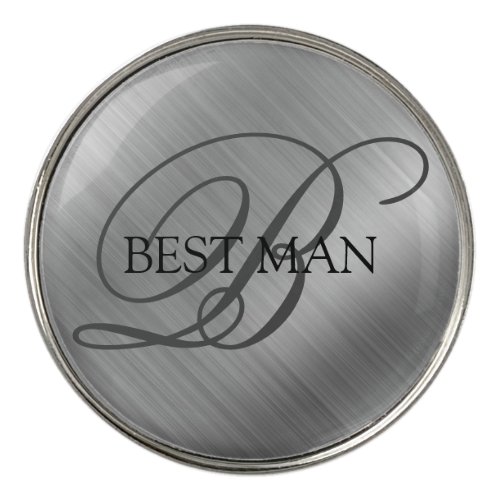 Custom Best Man Brushed Silver Golf Ball Marker