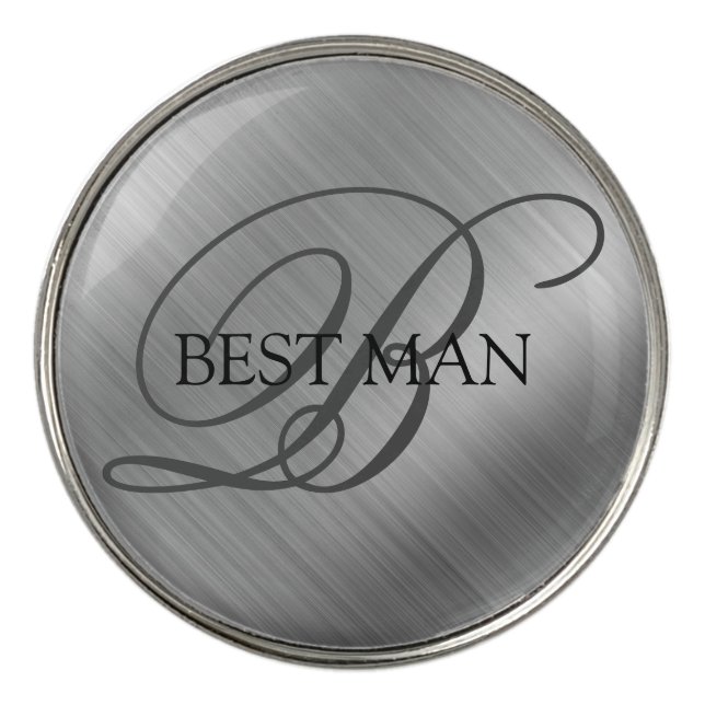Custom Best Man Brushed Silver Golf Ball Marker (Front)