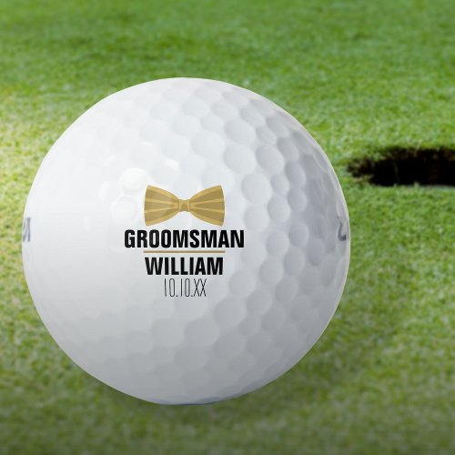 Custom Best Man Groomsman Wedding Gold Golf Balls