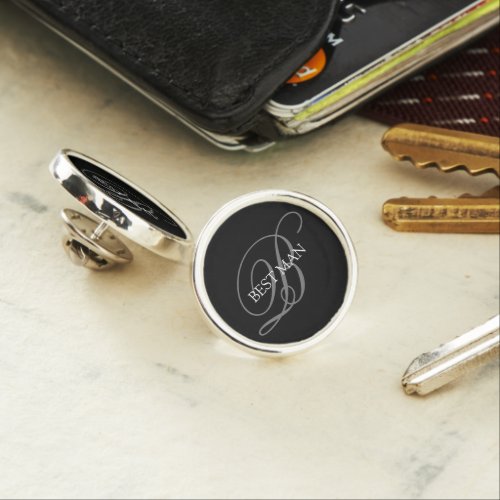 Custom Best Man Monogram Elegant Lapel Pin