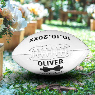 Custom Best Man Name Black Bow Wedding Keepsake Football
