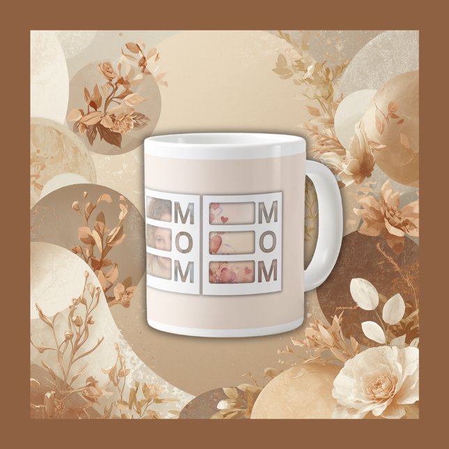 Custom best Mom 3 Photo Grid Birthday Keepsake Giant Coffee Mug (Creator Uploaded)