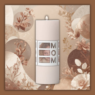Custom best Mom 3 Photo Grid Birthday Keepsake Pillar Candle