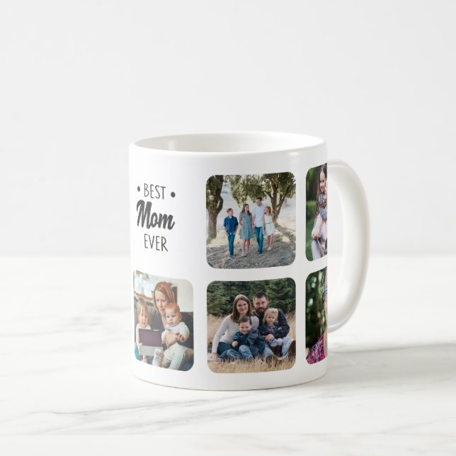 Custom Best Mom Add Photo Collage Personalized Coffee Mug (Front Right)