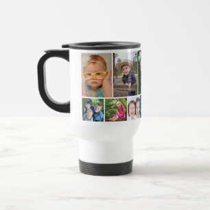 Custom Best Mom Ever Blue 10 Photo Collage Travel Mug