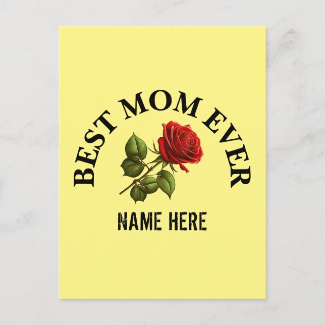 Custom Best Mom Ever Mother Name  Postcard (Front)
