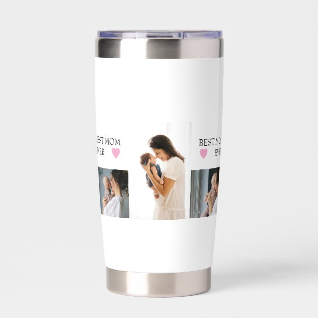 Custom "Best Mom Ever" Mug with Personalized Photo Insulated Tumbler (Front)