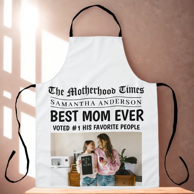 Custom "Best Mom Ever" Newspaper Headline Photo Apron (Creator Uploaded)