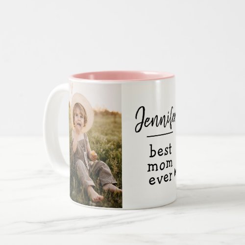 Custom Best Mom Ever Photo Two_Tone Coffee Mug