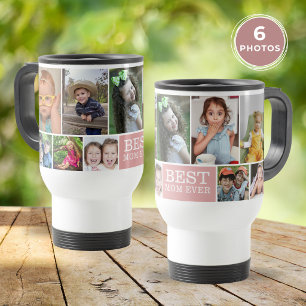 Custom Best Mom Ever Pink 10 Photo Collage  Travel Mug