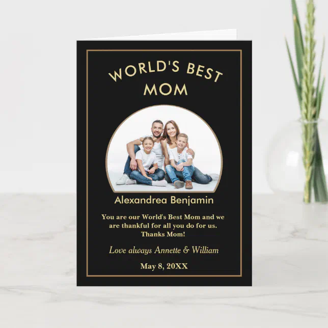 Custom Best Mom Mother Family Photo Personalize Note Card | Zazzle