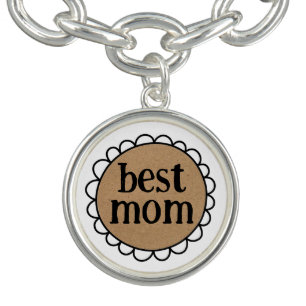 Custom BEST MOM Scalloped Edge Bracelet