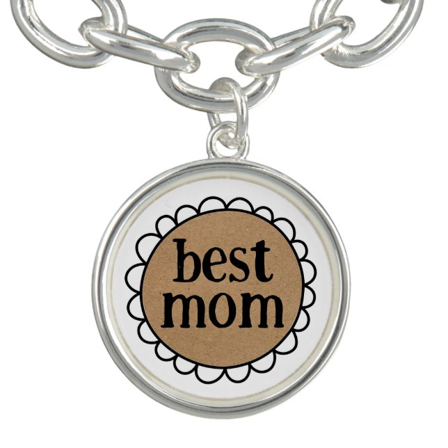 Custom BEST MOM Scalloped Edge  Bracelet (Design)