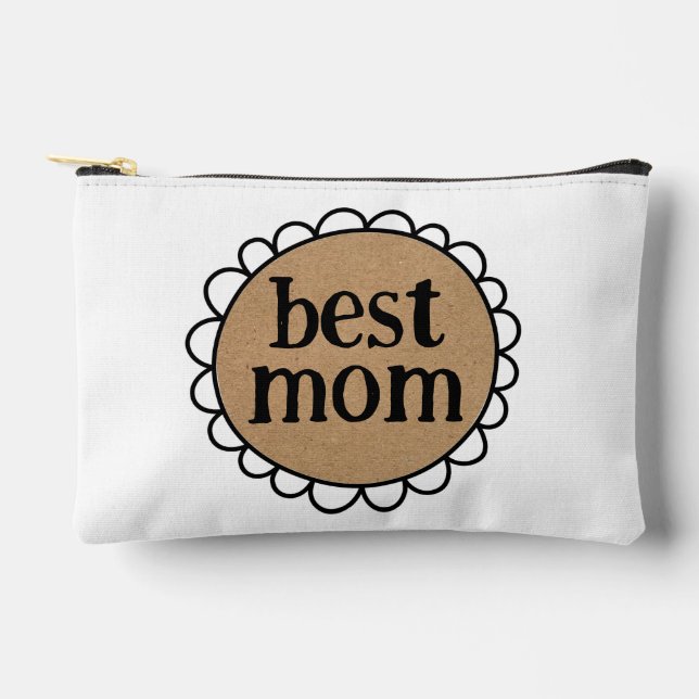 Custom BEST MOM Scalloped Edge Cosmetic Toiletry Accessory Pouch (Front)