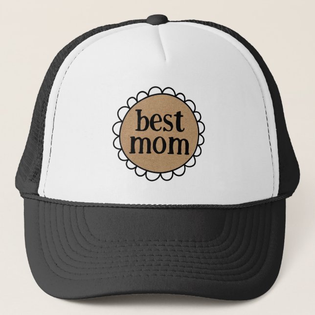 Custom BEST MOM Scalloped Edge Trucker Hat (Front)