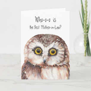 Custom Best Mother-in-Law Cute Owl Humor Card