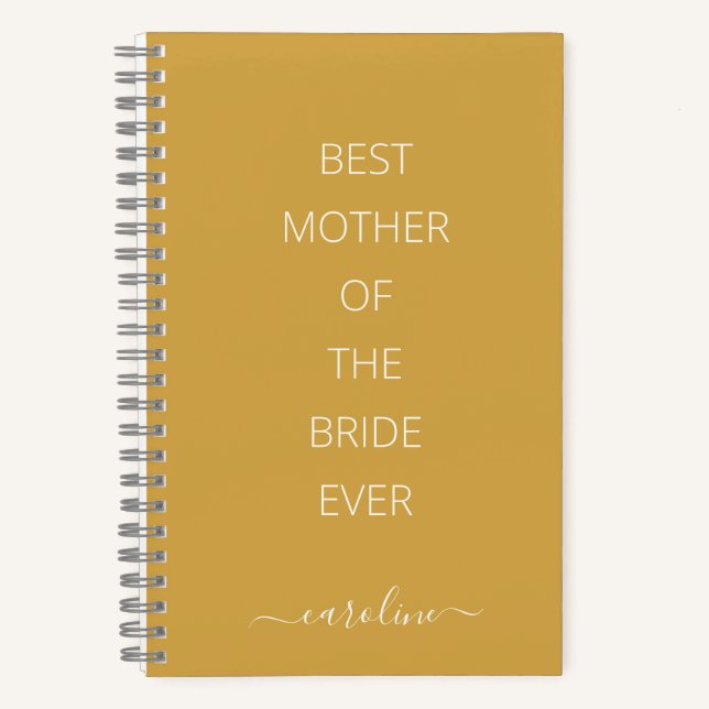 Custom Best Mother of the Bride Modern Yellow Notebook (Front)