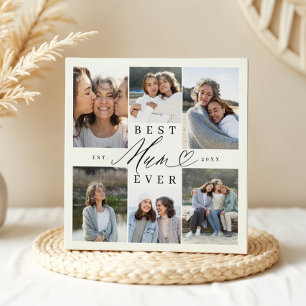 Custom Best Mum Ever 6 Photo Collage Keepsake Gift Plaque