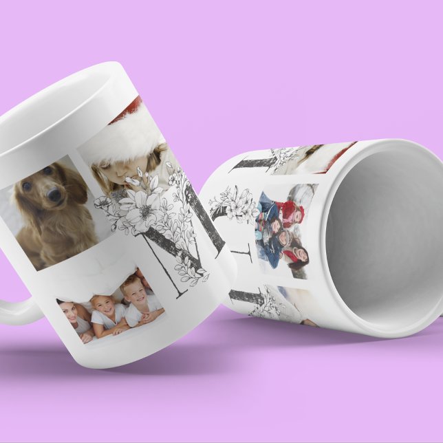 Custom Best | MUM | Ever Floral Multi Photo Coffee Mug (Creator Uploaded)