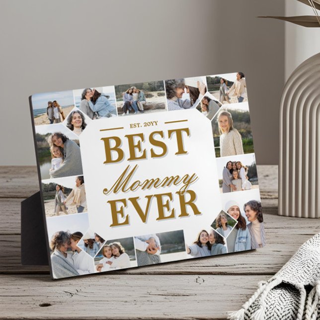 Custom Best Mummy Ever Family Photo Collage Gift Plaque (Best Mommy Ever Father's Day Photo Frame Collage)