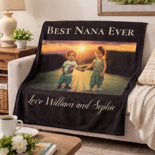 Custom Best Nana Ever Photo  Fleece Blanket