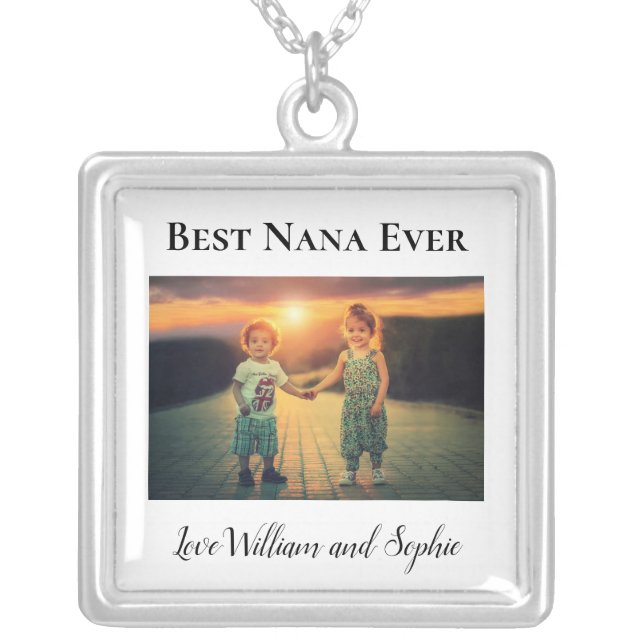 Custom Best Nana Ever Photo  Silver Plated Necklace (Front)