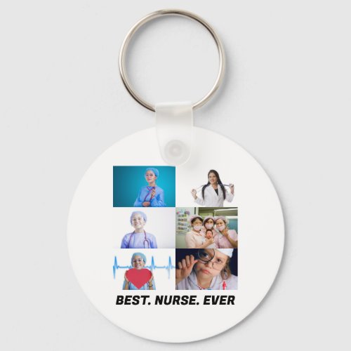 Custom Best Nurse Ever 6 photo collage  Keychain