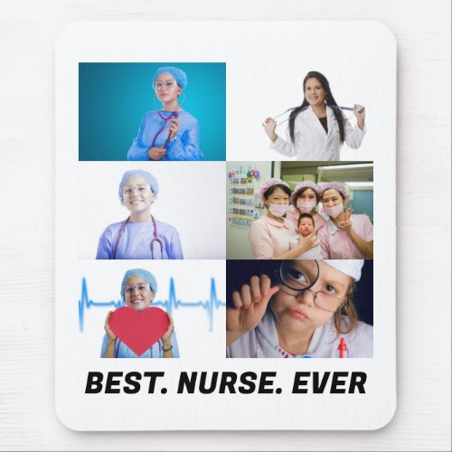 Custom Best Nurse Ever 6 photo collage  Mouse Pad