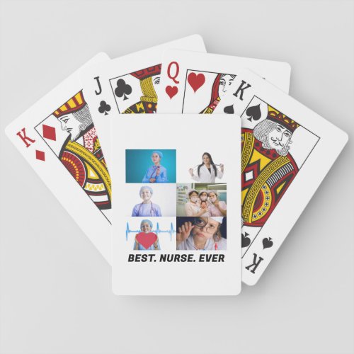 Custom Best Nurse Ever 6 photo collage  Poker Cards