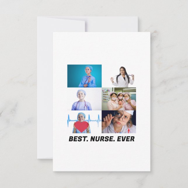 Custom Best Nurse Ever 6 photo collage  Thank You Card (Front)