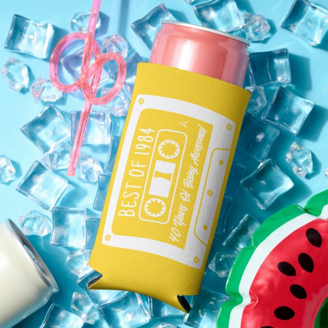Custom Best Of 1984 40th Birthday Cassette Seltzer Can Cooler (In Situ Summer)