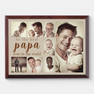 Custom Best Papa Ever Photo Collage Award Plaque