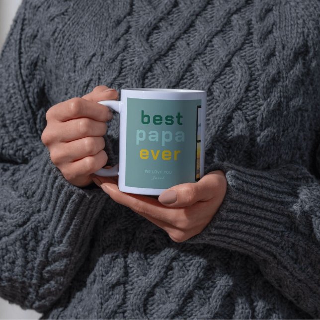 Custom Best Papa Framework with Heartfelt Message Coffee Mug (Creator Uploaded)