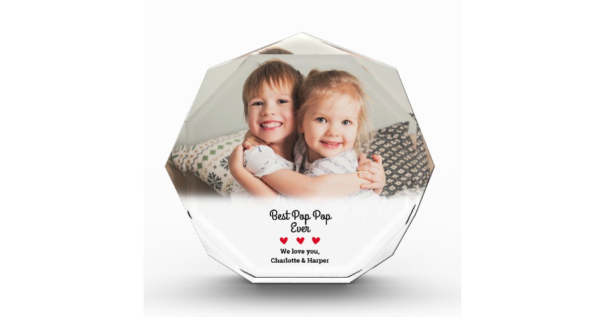 Cornice Portafoto Con Scritta 'Grandpa Best Pop Pop Ever' - Regalo Personalizzato Da Nipoti Per Nonno, Compleanno, Festa Del Papà - 10x15 Cm, Photo12P113