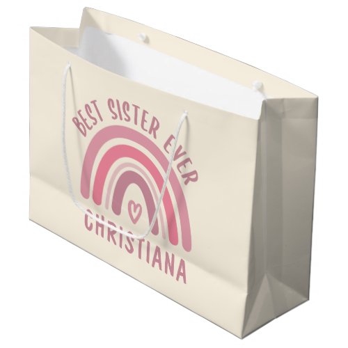 Custom Best Sister Ever Cute Rainbow Sister Gifts Large Gift Bag