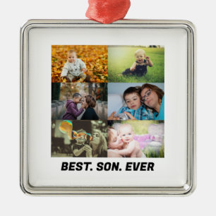 Custom Best Son Ever 6 photo collage Metal Ornament