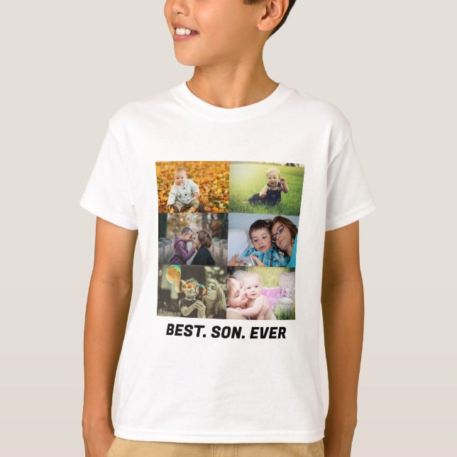 Custom Best Son Ever 6 photo collage   T-Shirt (Front)