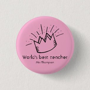 Custom best teacher appreciation school name pink button