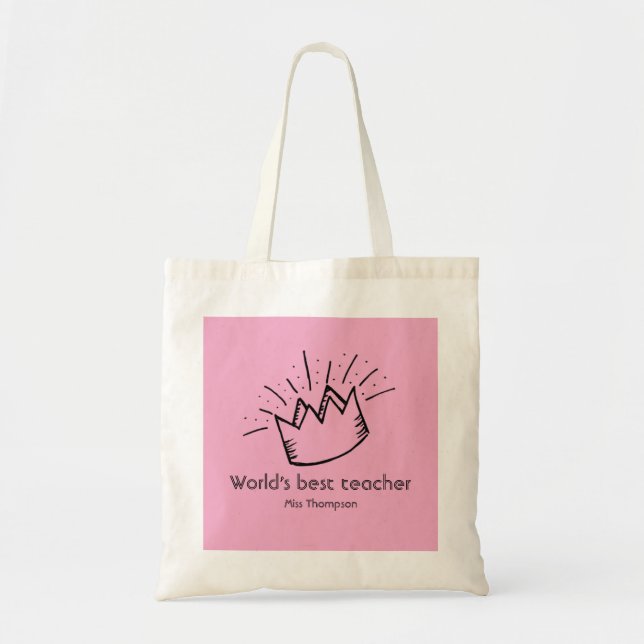 Custom best teacher appreciation school name pink  tote bag (Front)