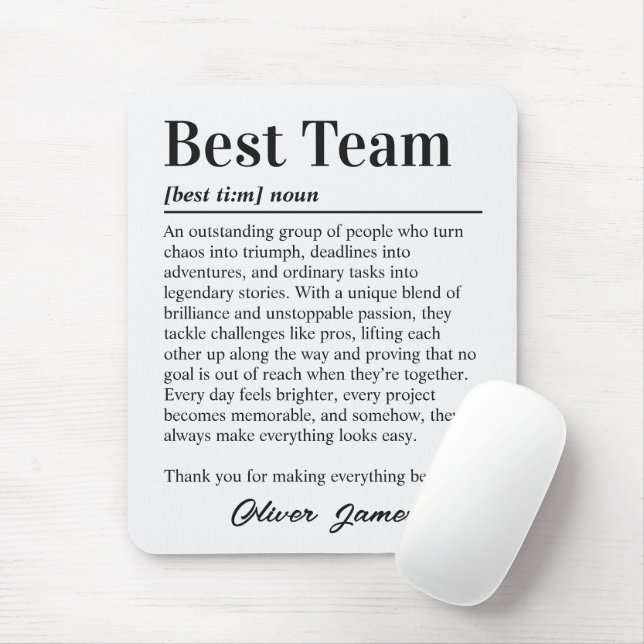 Custom Best Team Definition Office Mouse Pad (With Mouse)