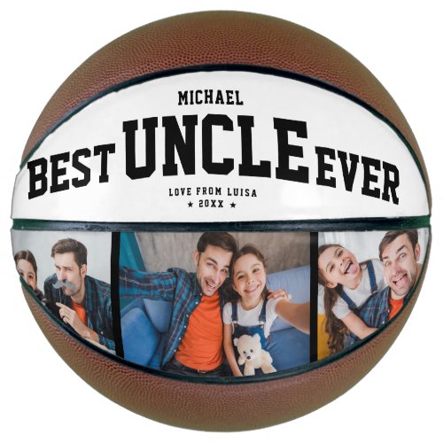 Custom BEST UNCLE EVER Modern Cool Family 3 Photo Basketball