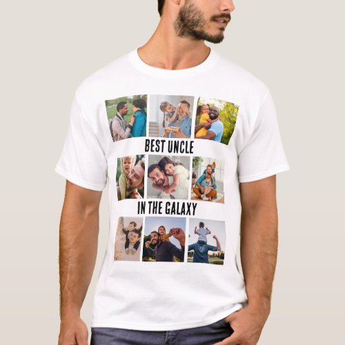 Custom Best Uncle In The Galaxy 9 Photo Collage T_Shirt